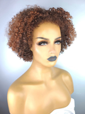 Tapered Afro Kinky Curly Wig with Afro Hairline, 8", 1B/30