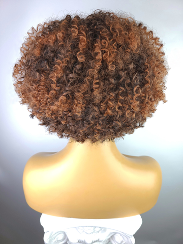 Tapered Afro Kinky Curly Wig with Afro Hairline, 8", 1B/30