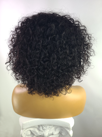 Remy Afro Curly Bang Wig, 12"