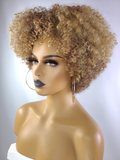 Tapered Afro Kinky Curly Wig with Afro Hairline, 8", 4/27