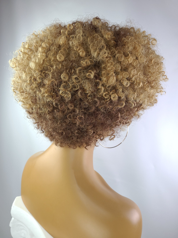 Tapered Afro Kinky Curly Wig with Afro Hairline, 8", 4/27