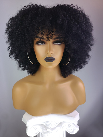 Afro Kinky Curly Wig with Afro Hairline, 14"