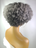 Tapered Afro Kinky Curly Wig with Afro Hairline, 8", Salt & Pepper