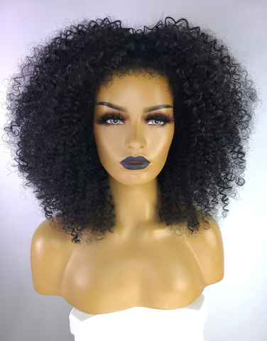Afro Kinky Curly Wig with Afro Hairline, 16", 1B