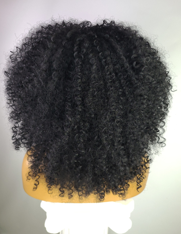 Afro Kinky Curly Wig with Afro Hairline, 16", 1B