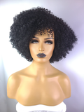 Afro Kinky Curly Wig with Afro Hairline, 10", 1B
