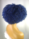 Afro Kinky Curly Wig with Afro Hairline, 10", 1B/Blue