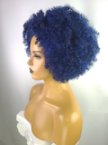 Afro Kinky Curly Wig with Afro Hairline, 10", 1B/Blue