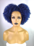 Afro Kinky Curly Wig with Afro Hairline, 10", 1B/Blue