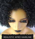 Afro Curly Bob Wig with Afro Hairline, 12", 1B