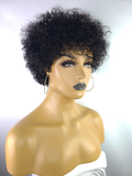 Tapered Afro Curly Remy Wig, 6"