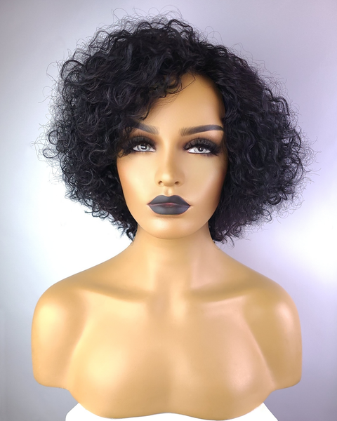 Remy Afro Curly Bob Wig 1B