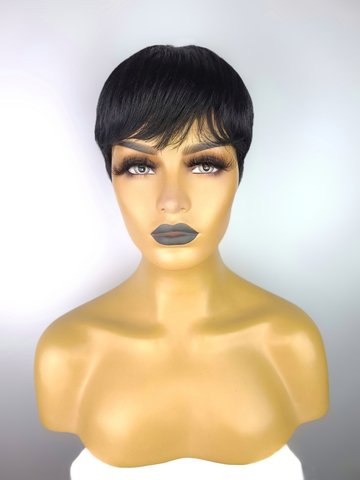 Tapered Pixie Wig with Lace Insert, 1B