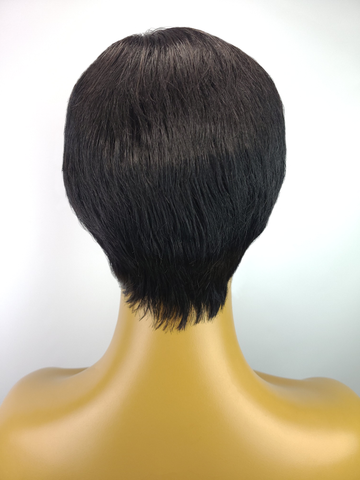Tapered Pixie Wig with Lace Insert, 1B