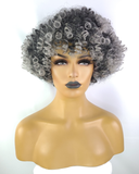 Afro Coily Curly Wig 8", Salt & Pepper