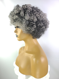 Afro Coily Curly Wig 8", Salt & Pepper