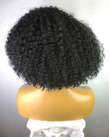 Afro Curly Bob Wig with Afro Hairline, 12", 1B