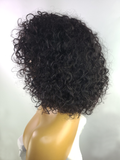 Remy Afro Curly Bang Wig, 12"