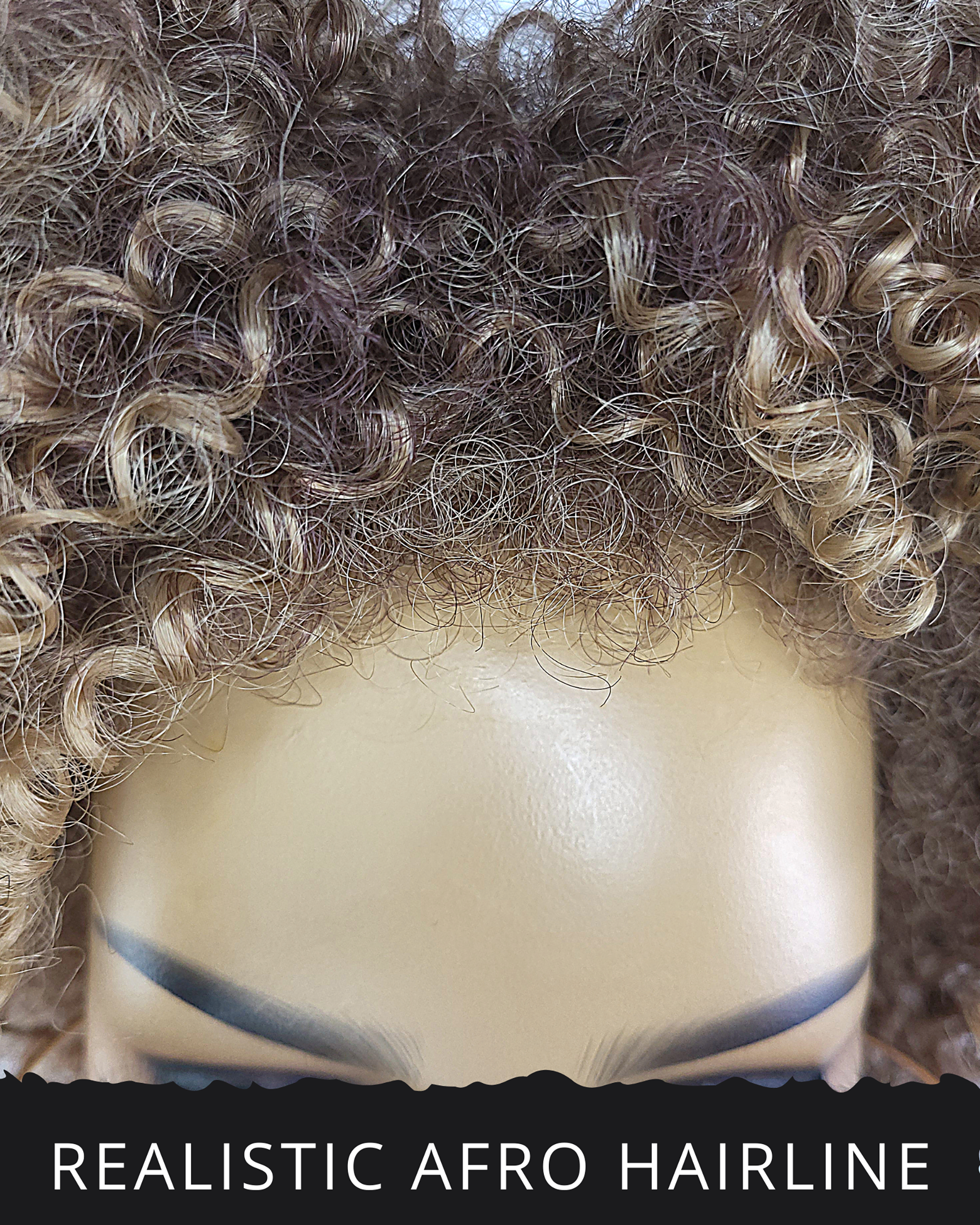 Tapered Afro Kinky Curly Wig with Afro Hairline, 8", 4/27 – Celebrity