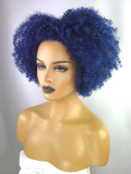 Afro Kinky Curly Wig with Afro Hairline, 10", 1B/Blue