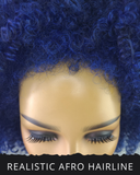 Afro Kinky Curly Wig with Afro Hairline, 10", 1B/Blue