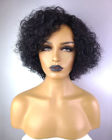 Remy Afro Curly Bob Wig 1B