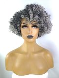 Afro Coily Curly Wig 8", Salt & Pepper