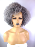 Afro Kinky Curly Wig with Afro Hairline, 10", Salt & Pepper